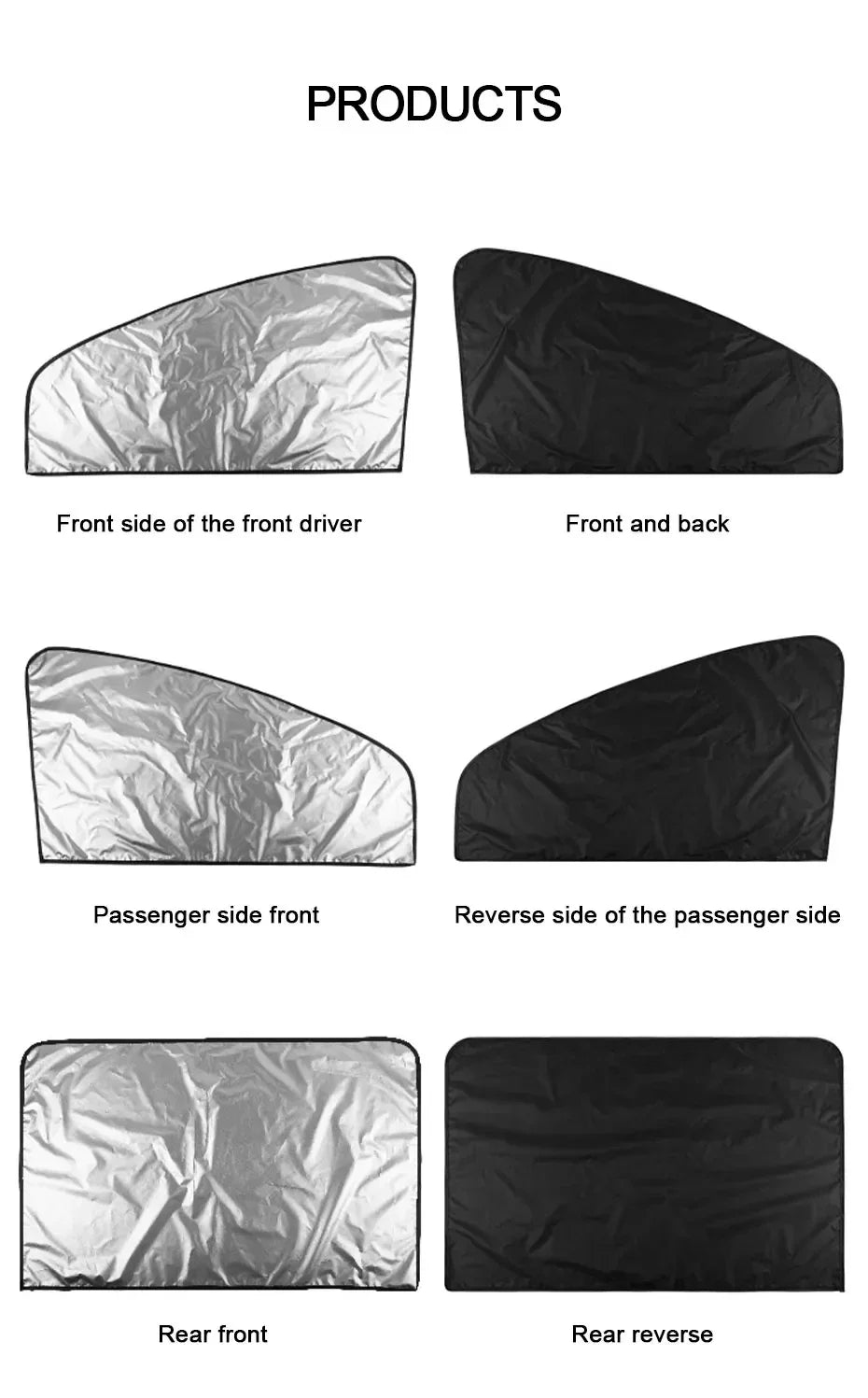 2Pcs Car Side Window Sun Shade Magnet Privacy Curtains UV Reflection Anti Glare