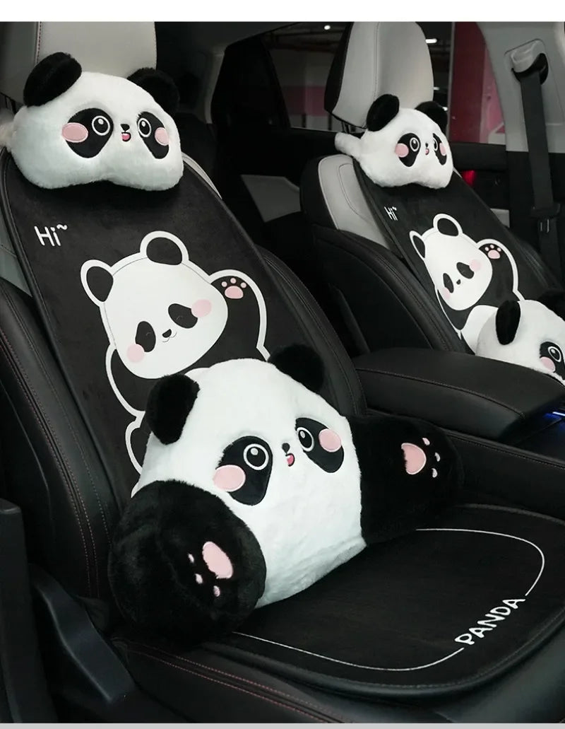 Car Headrest Neck Protection Pillow Cute Plush Panda Backrest in the Lumbar