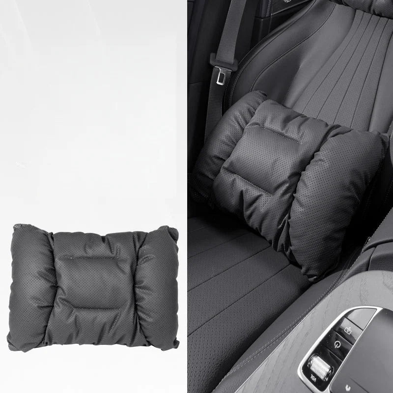 Memory Leather Car Headrest Neck Support Backrest Breathable Punched Design