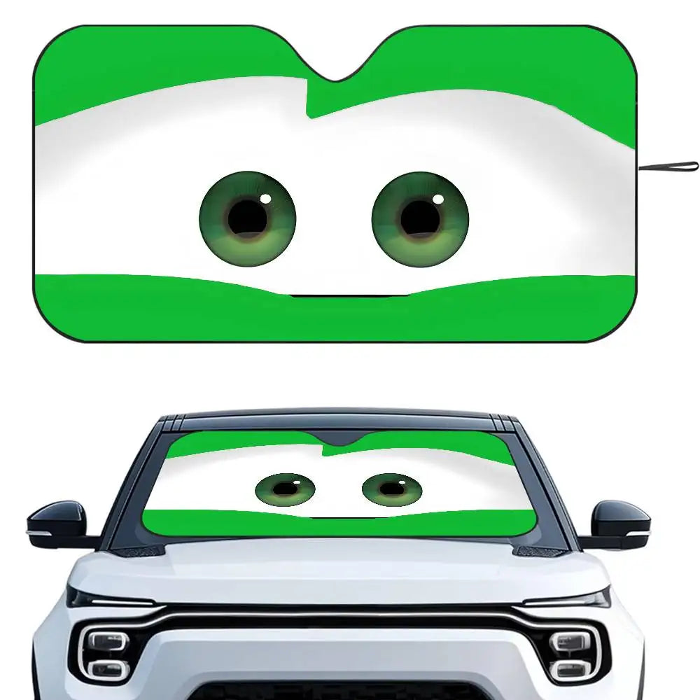 Cartoon Car With Cute Eyes Car Sun Shade Windshield Foldable Three-layer