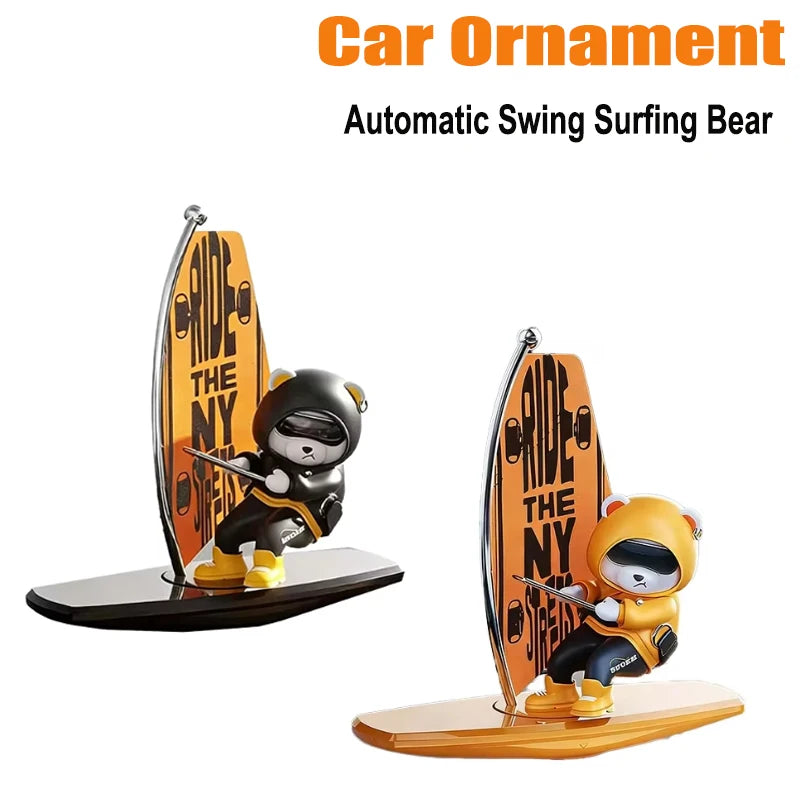 Car Dashboard Ornament Automatic Swing Surfing Bear Center Console Creative Auto Premium Automotive Accessory
