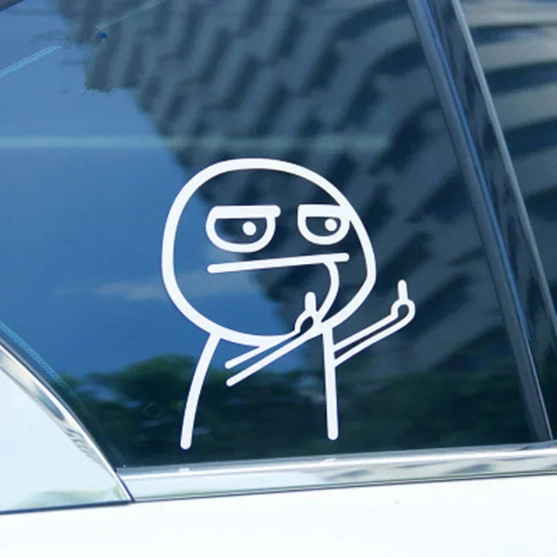 Funny Middle Finger Troll Face Meme 5PCS Stickers for Bumper Art Kid Decorations Premium Automotive Accessory