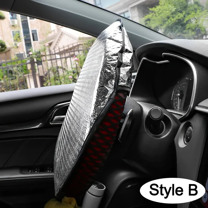 Car Steering Wheel Sun Shade Double Thick Sun Protection Foldable Anti-uv