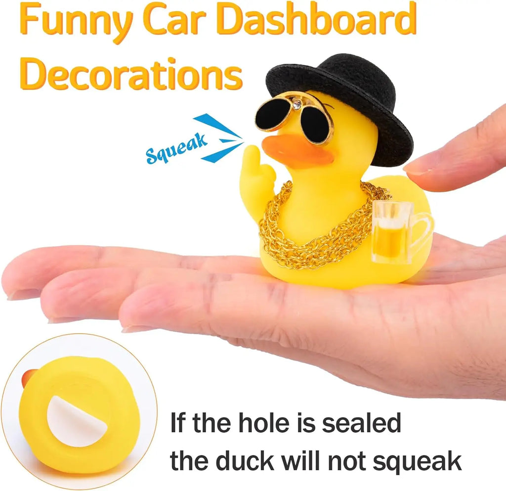 Rubber Middle Finger Duck Car Ornament Funny Office Gift Dashboard Decoration Premium Automotive Accessory