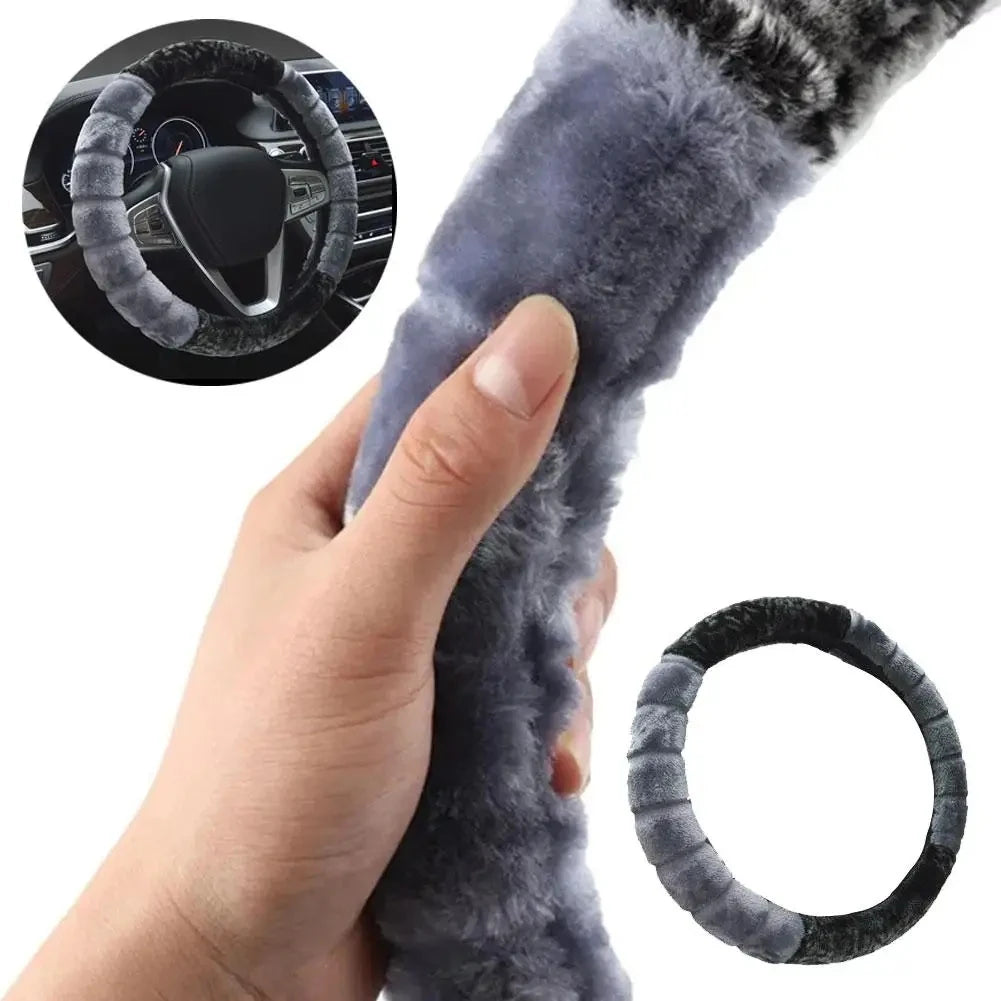 Steering Wheel Cover - Warm & Cozy Fuzzy 15 Inch Universal Protector
