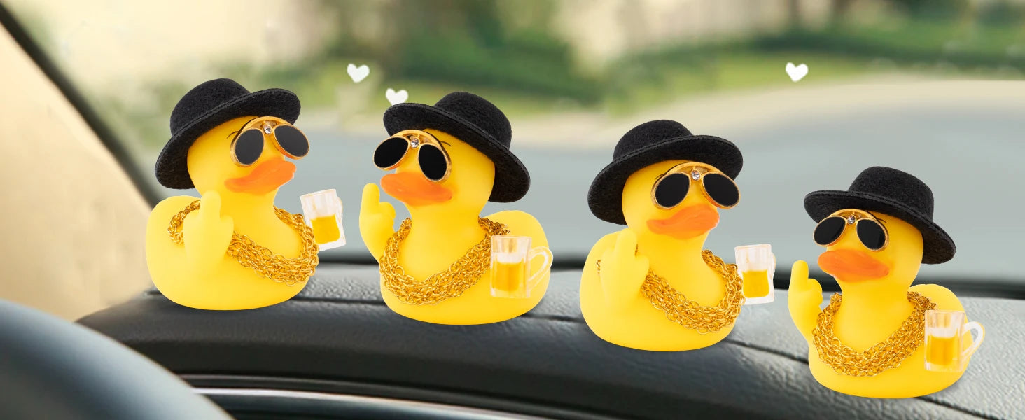 Rubber Middle Finger Duck Car Ornament Funny Office Gift Dashboard Decoration Premium Automotive Accessory