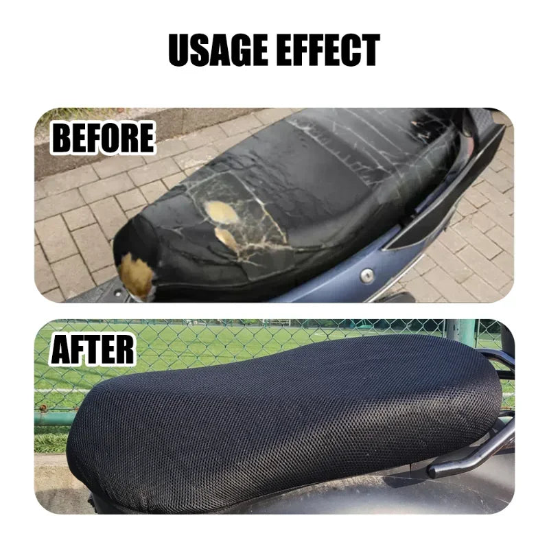 Motorcycle Seat Cover 3D Mesh Fabric Breathable Waterproof Anti-Slip Protector