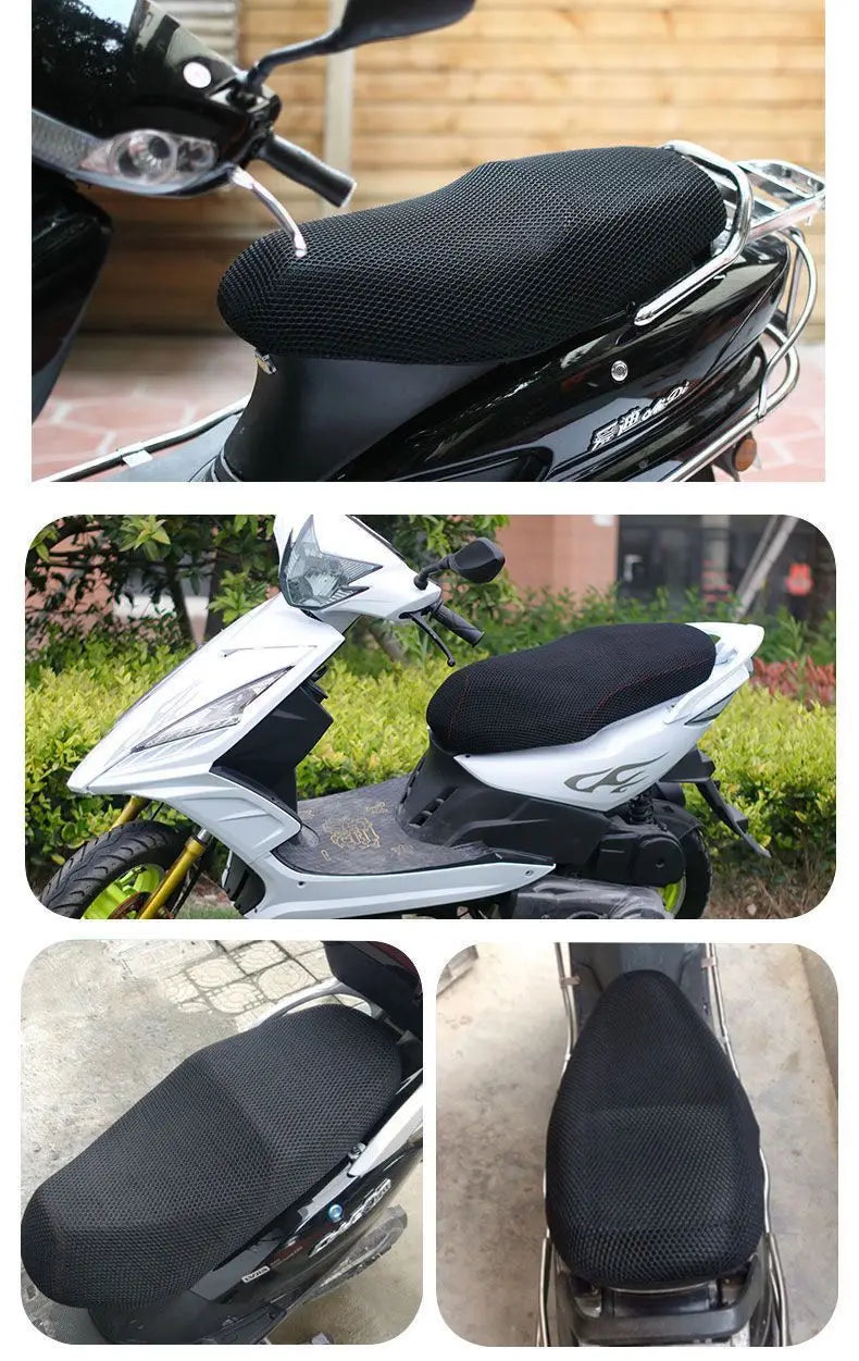 Motorcycle Seat Cover 3D Mesh Fabric Breathable Waterproof Anti-Slip Protector