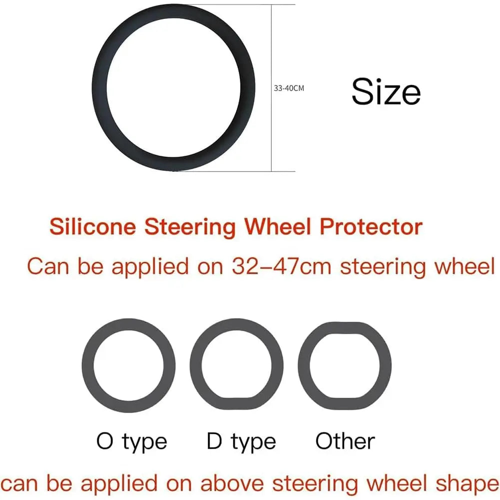 Black Steering Wheel Cover Anti-Slip Silicone - Universal Fit, Soft Fits Most Ve