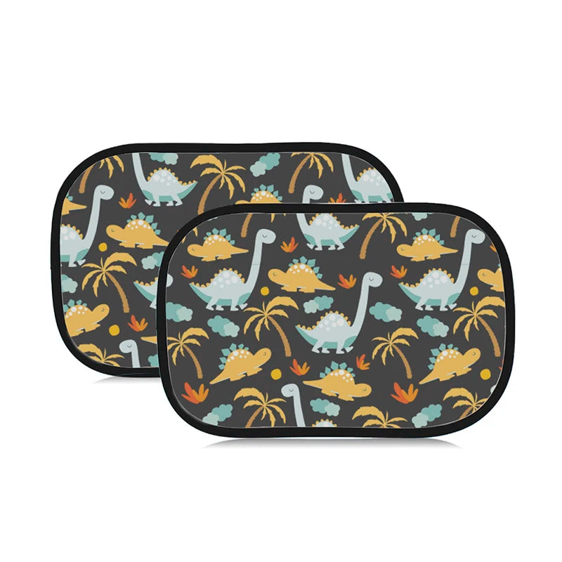 Black And Colorful Cartoon Animal Designs, Cling Car Sun Shade For Windows