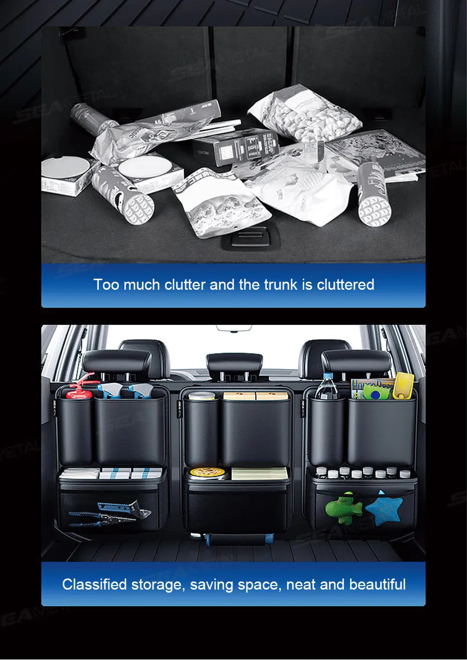 BLALION Car Trunk Leatherette Storage Bag Detachable Auto Seat Back Pocket