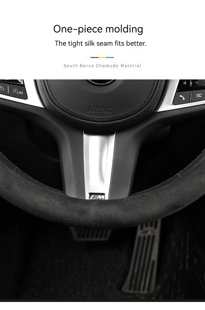 Suede Steering Wheel Cover for All Seasons Auto Ultra-thin Non-slip