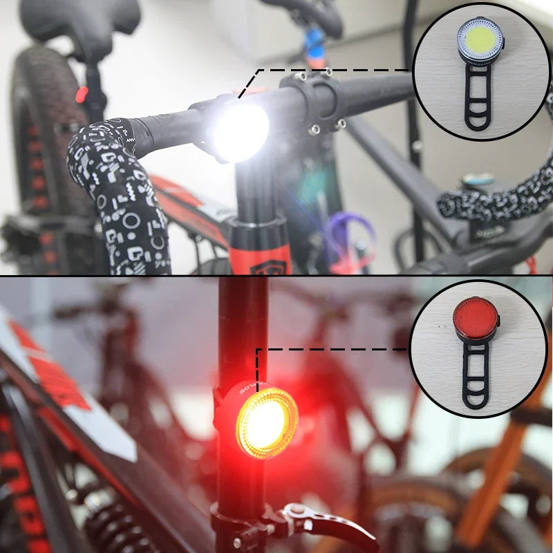 BUCKLOS Cycling Lights COB Bicycle Headlight Taillight LED Bike Front Rear Light Ultralight Riding Warning Lamp Road MTB Lantern