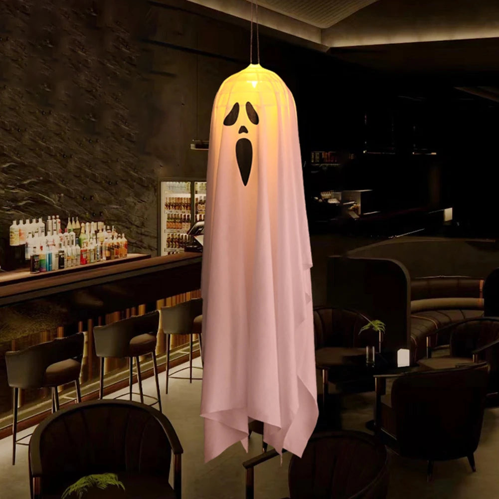 Halloween Glowing White Ghost LED Hanging Ghosts Horror Props with Fairy Light Indoor Outdoor Haunted House Halloween Decoration