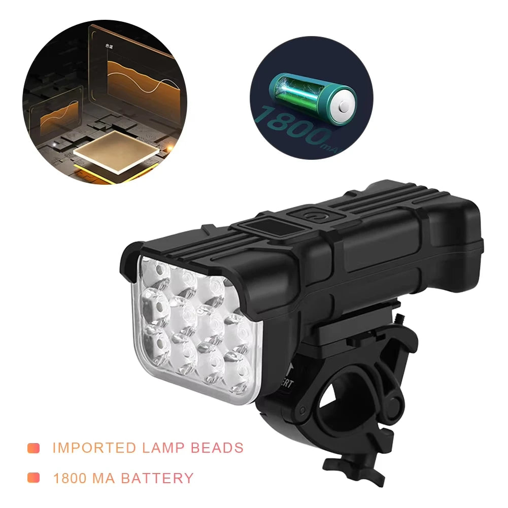 Bicycle Front Rear Light 1800mAh LED Bike Light 6500K Bike Head Lamp Flashlight 360 Rotation 500LM with Horn Bicycle Accessories