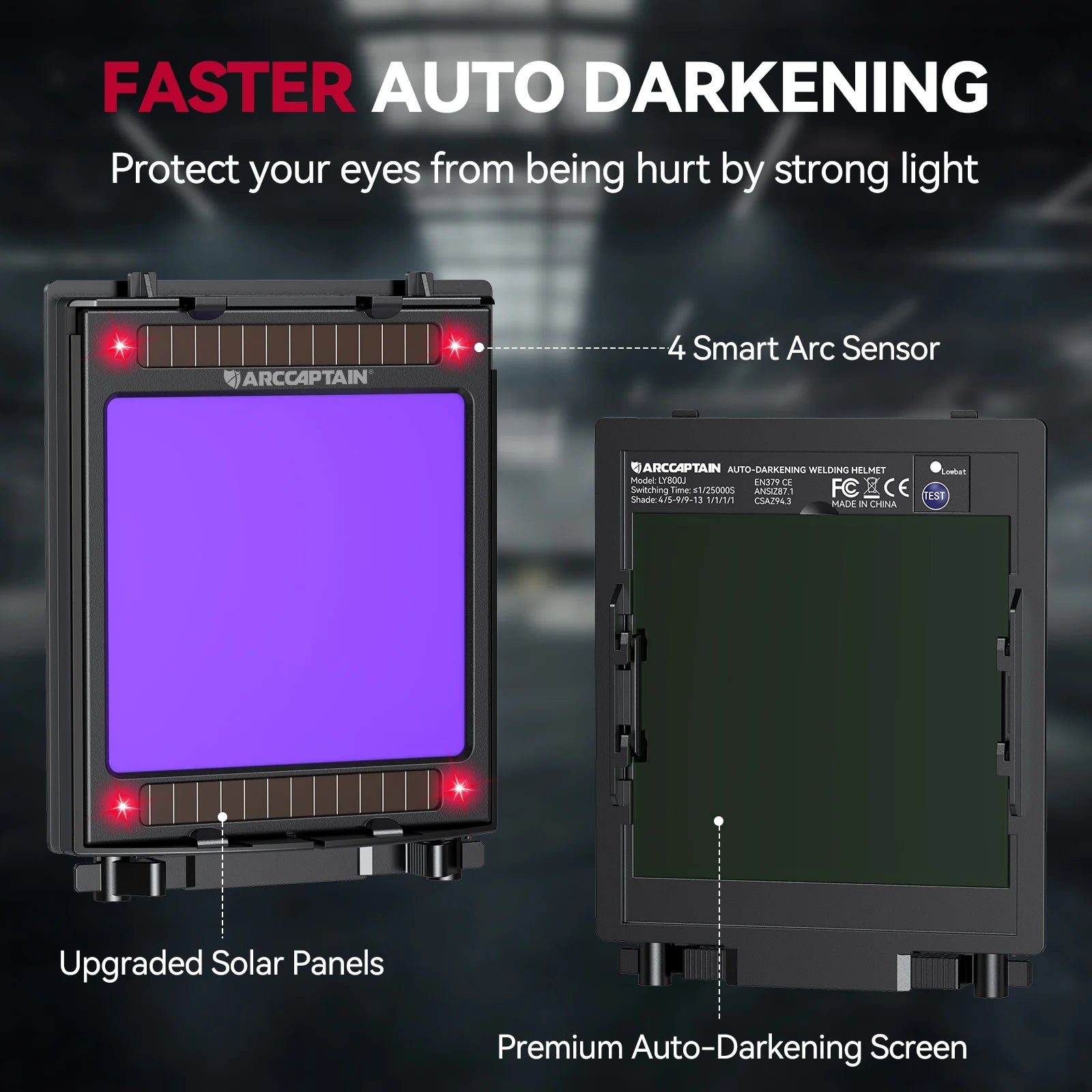 ARCCAPTAIN Welding Helmet Auto Darkening 4 Arc Sensor With 180° Panoramic Side View True Color Welding Mask ARC MIG MAG TIG CUT