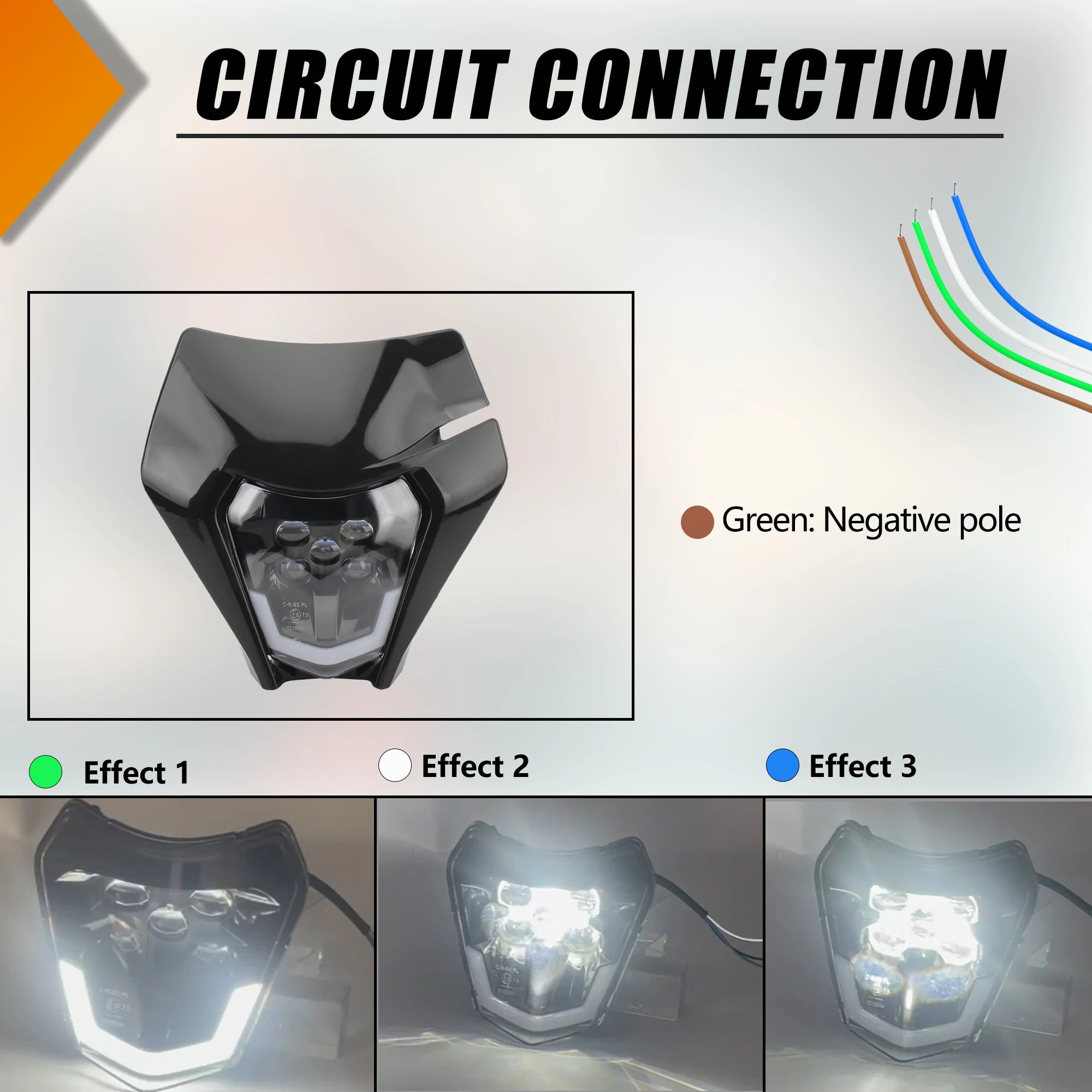 Motorcycle LED Headlight Plate for KTM EXC XC SX MX XC 125 250 300 450 Supermoto Enduro Universal Dirt Bike Headlights