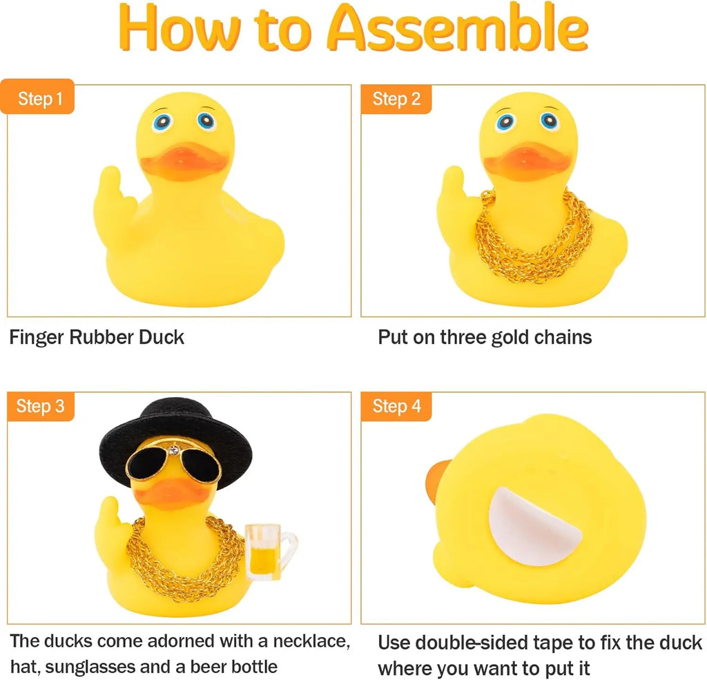 Rubber Middle Finger Duck Car Ornament Funny Office Gift Dashboard Decoration Premium Automotive Accessory