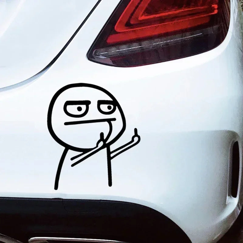 Funny Middle Finger Troll Face Meme 5PCS Stickers for Bumper Art Kid Decorations Premium Automotive Accessory