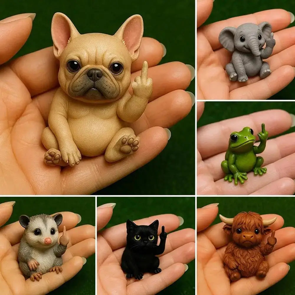 Middle Finger Animal Statue Frog Dog Cat Sculpture Novel Mini Interesting Premium Automotive Accessory