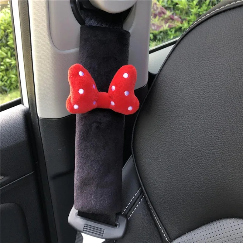 Bestseller Cute Bowknot Car Headrest Neck Pillow Universal Plush Seat Belt
