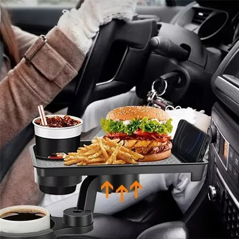 High Quality Universal Car Cup Holder Tray 360 Rotating Adjustable Dual Bracket