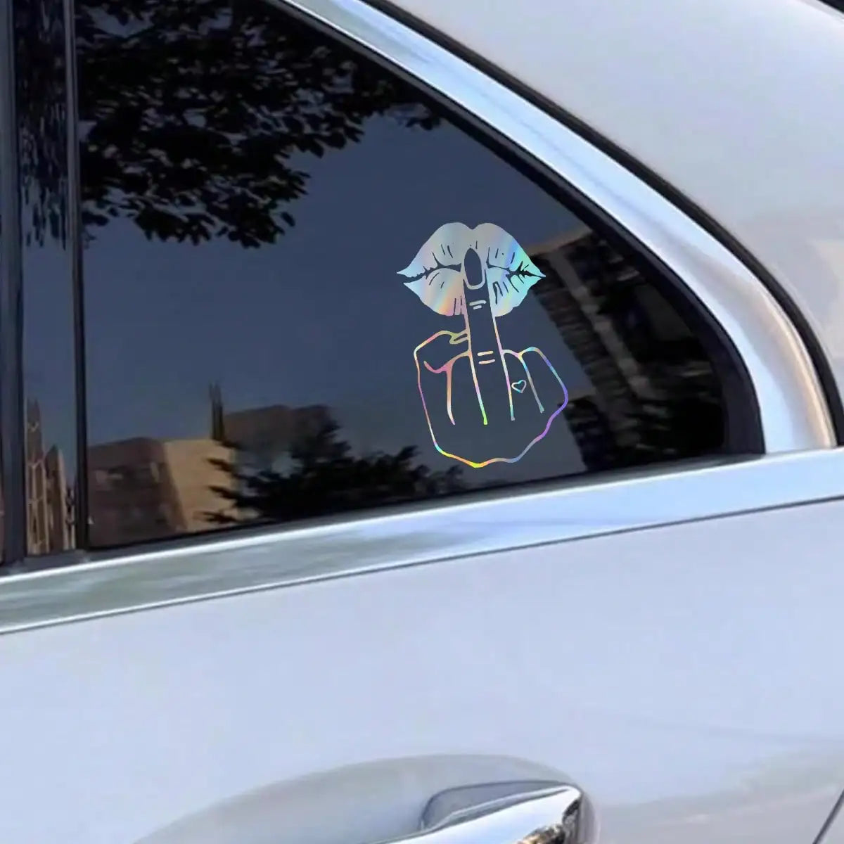 Funny Lips Middle Finger Car Decal, Waterproof Vinyl Sticker for Window Bumper, Premium Automotive Accessory