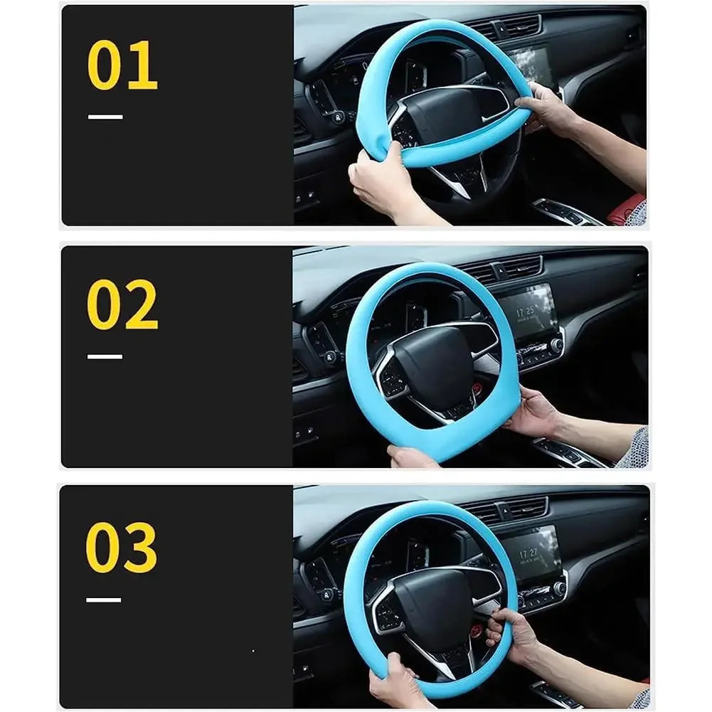Black Steering Wheel Cover Anti-Slip Silicone - Universal Fit, Soft Fits Most Ve