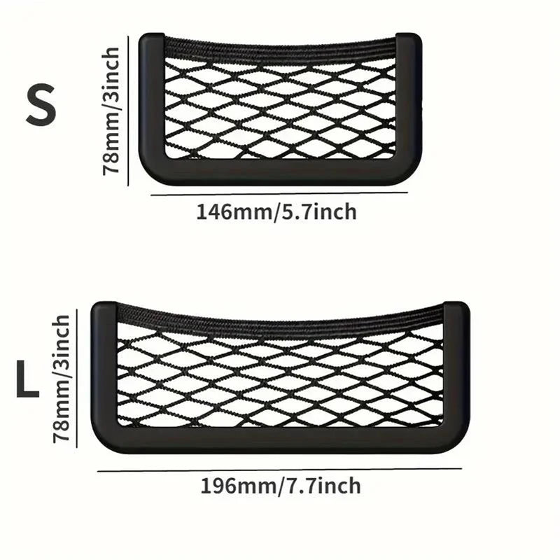 Car Storage Bag Nets Adhesive Auto Seat Organizer Door Side Net Pocket Interior