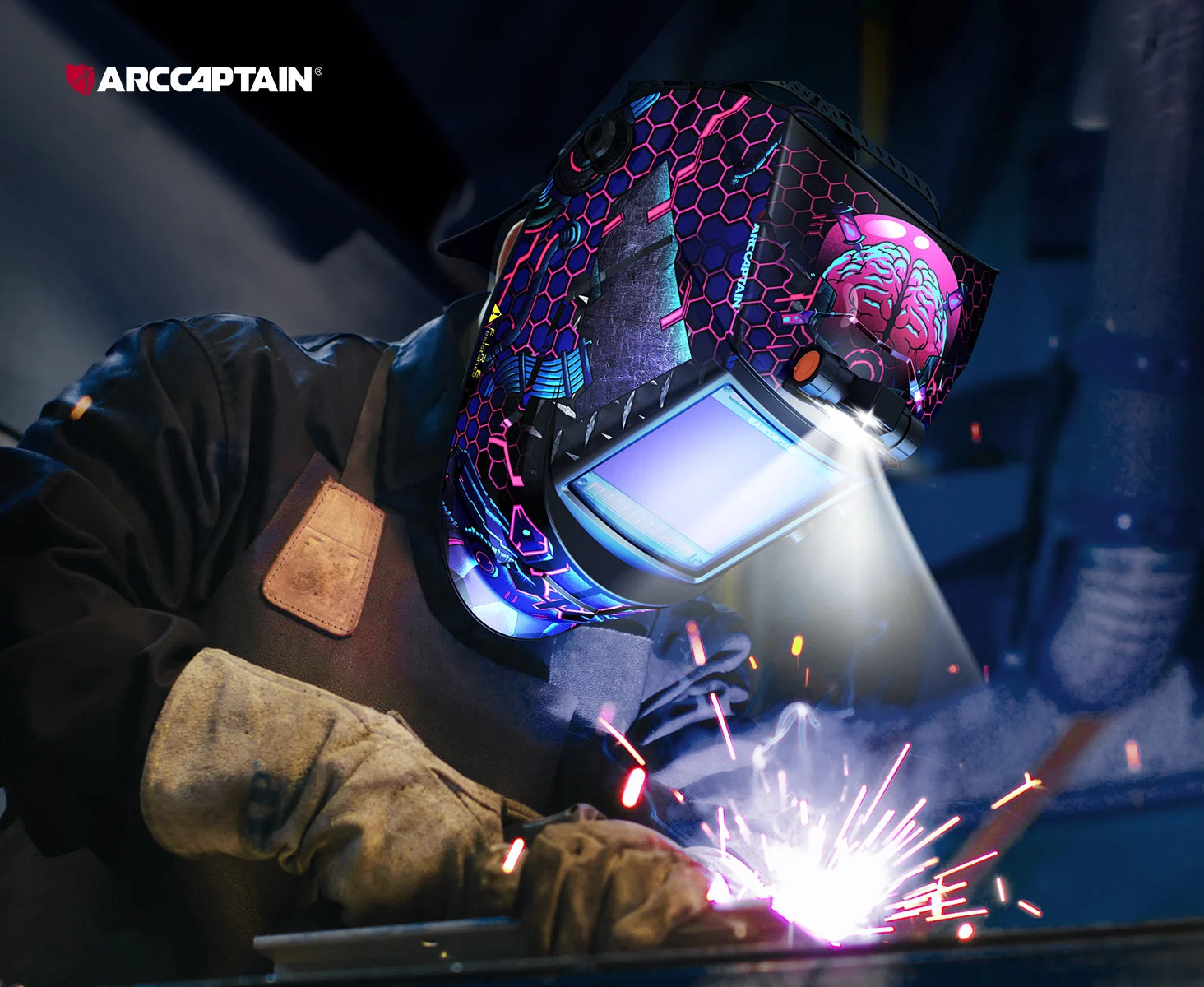 ARCCAPTAIN Welding Mask 4 Arc Sensor Auto Darkening Welding Helmet Large Viewing 3.94" x 3.66" TRUE Color 1/1/1/1 Welder Hood