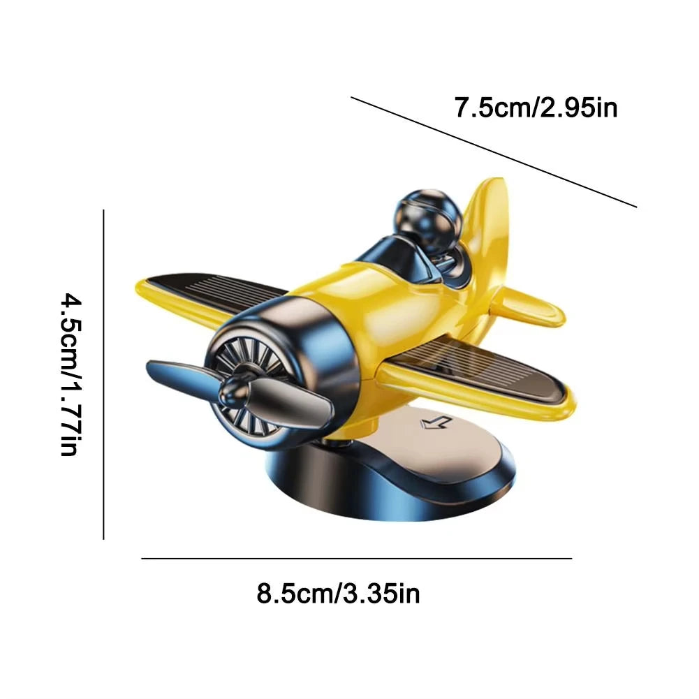 Solar Powered Rotating Airplane Car Dashboard Ornament 360° Auto Spin Decor Premium Automotive Accessory