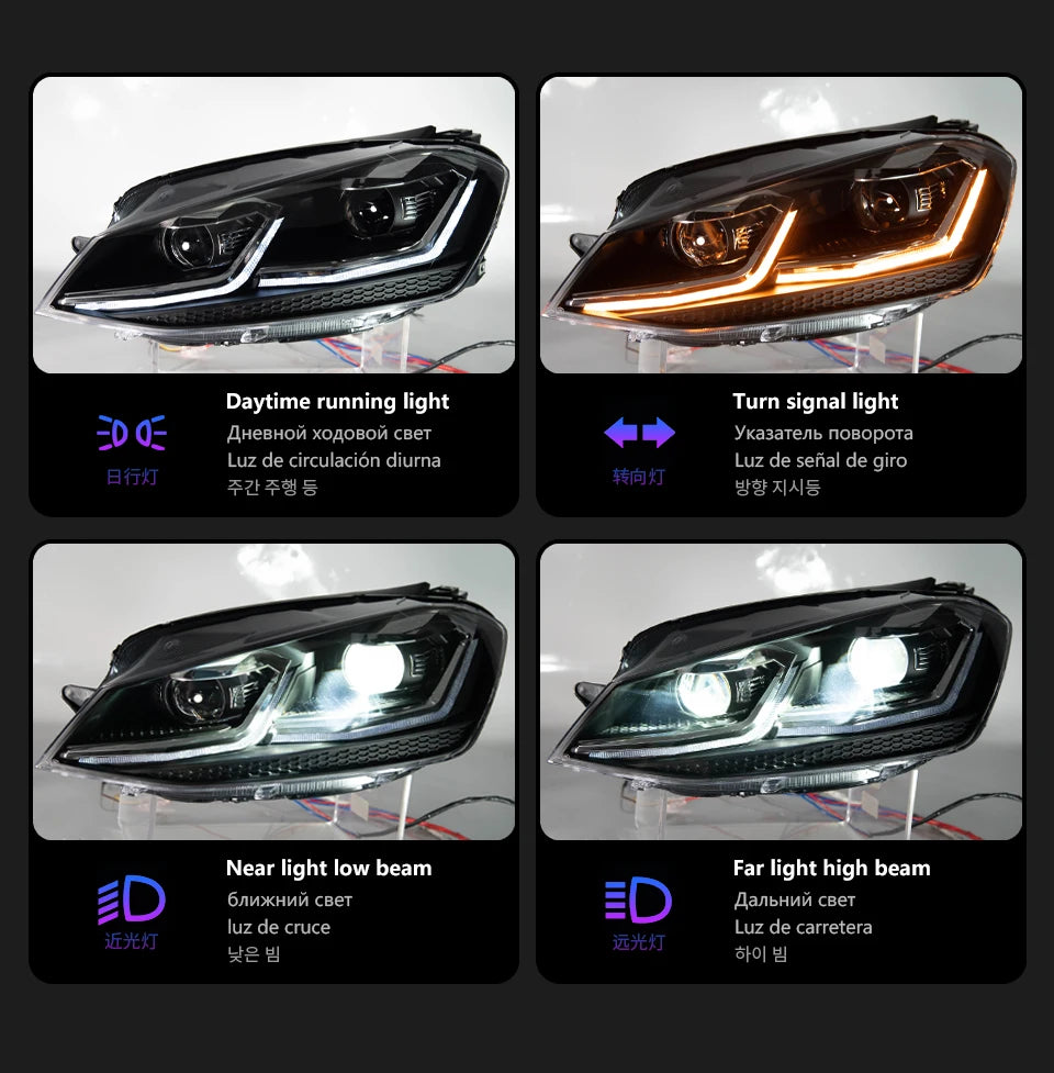 Headlights For VW Golf 7 MK7 Gti LED 2013-2017 Golf 7 Head Lamp Car Styling DRL Signal Projector Lens Auto Accessories Front