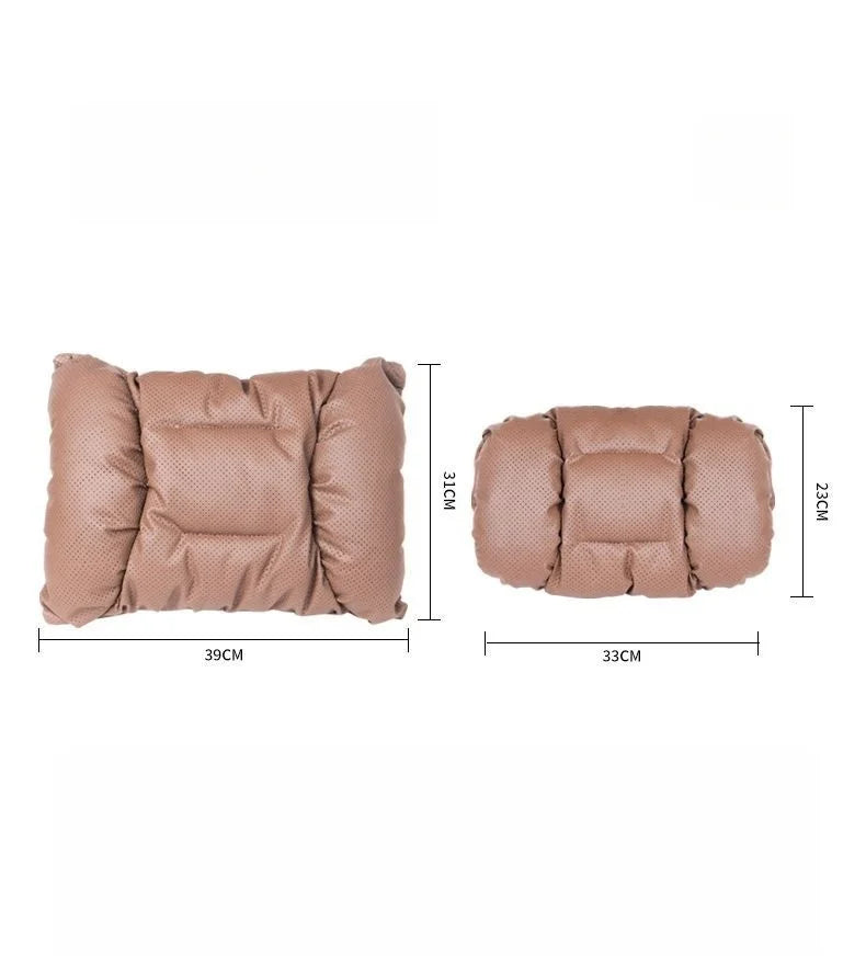 Memory Leather Car Headrest Neck Support Backrest Breathable Punched Design
