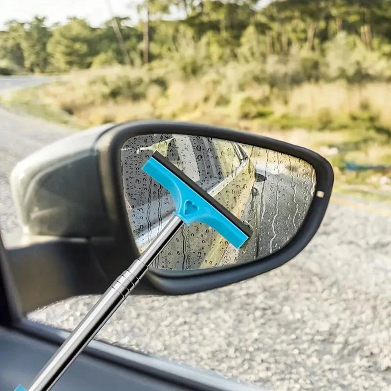 Car Rearview Mirror Wiper Telescopic Handle Durable Stainless Auto Glass Premium Automotive Accessory