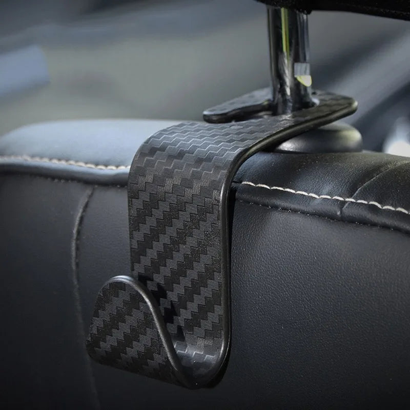 4Pcs Carbon Fibre Hook Car Seat Headrest Auto Back Organizer Hanger Interior