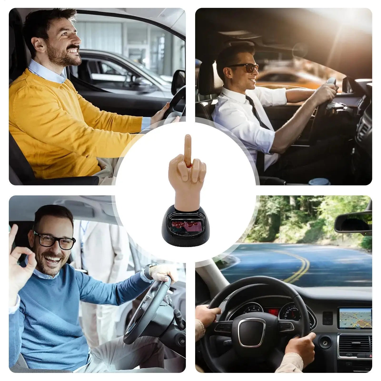 Creative Finger Solar Powered Shaking Car Ornament Funny Dashboard Decoration Premium Automotive Accessory