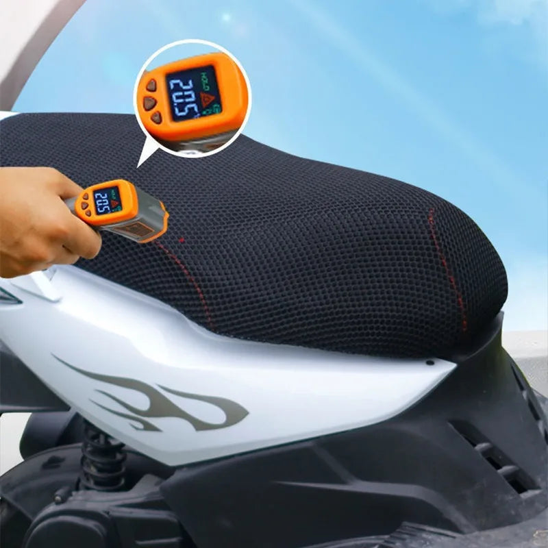 Motorcycle Seat Cover 3D Mesh Fabric Breathable Waterproof Anti-Slip Protector