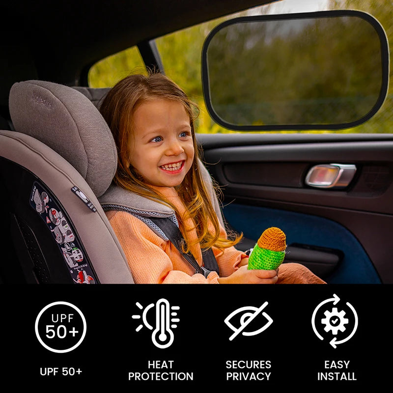 Black And Colorful Cartoon Animal Designs, Cling Car Sun Shade For Windows