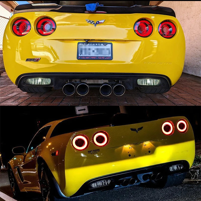 4pcs Full LED Halo Vette Tail Lamp Assemblies For 2005-2013 Chevrolet Corvette C6 Brake Light Turn Signal Lamp Parking Light