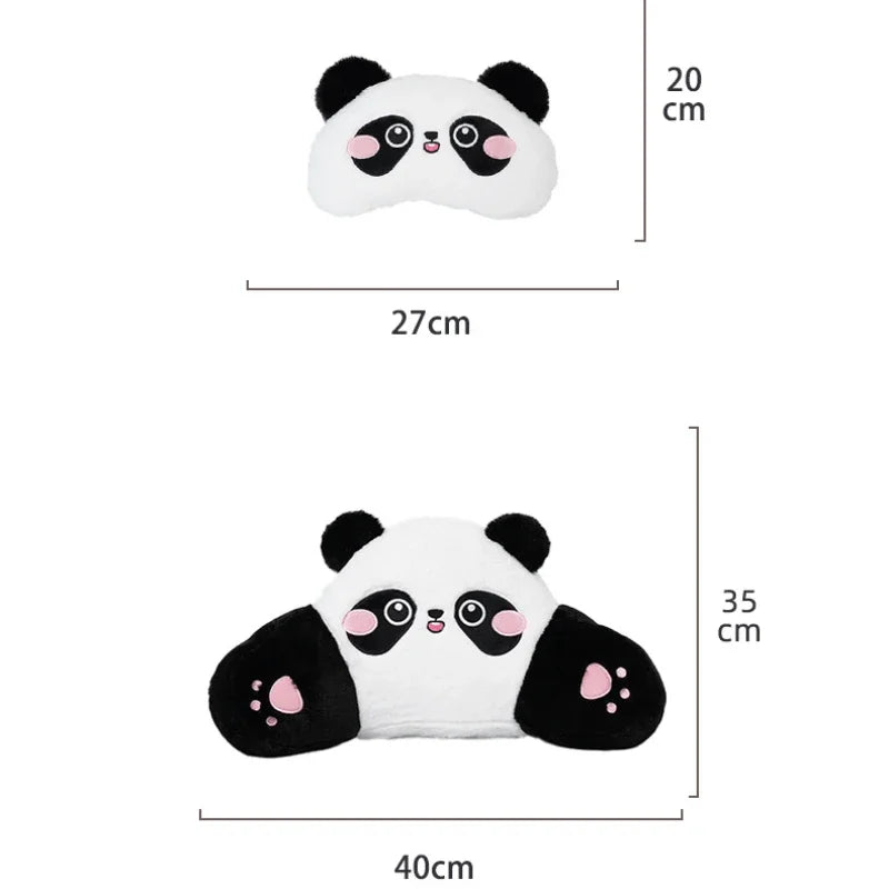 Car Headrest Neck Protection Pillow Cute Plush Panda Backrest in the Lumbar