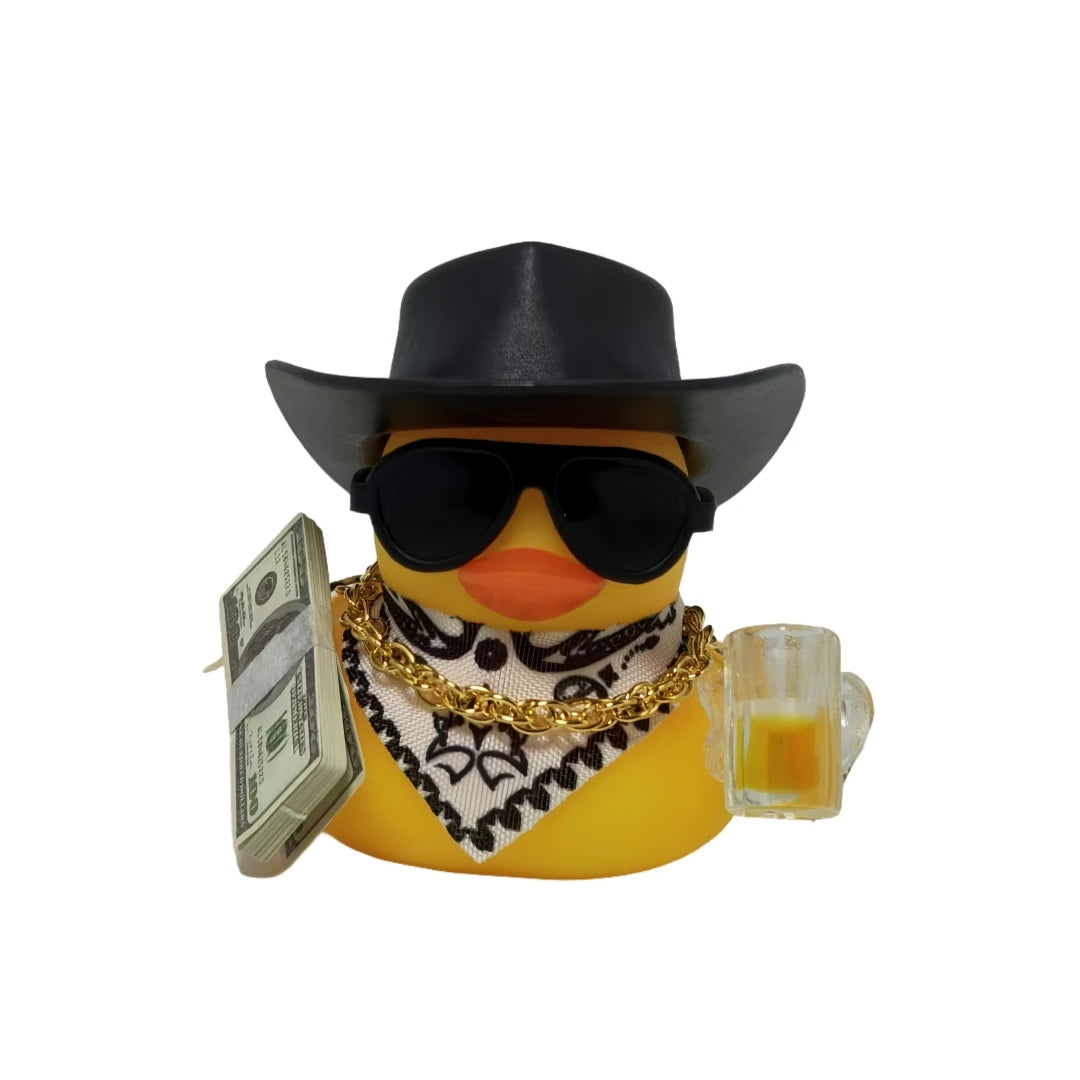 Cool Cowboy Duck Car Dashboard Decor, Funny Ornament with Hat & Accessories, Premium Automotive Accessory