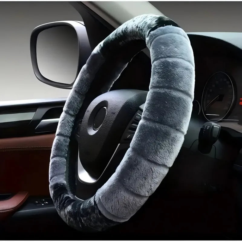 Steering Wheel Cover - Warm & Cozy Fuzzy 15 Inch Universal Protector