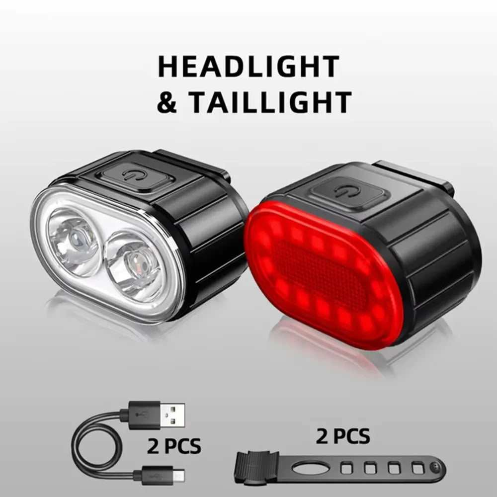 Cycling Bicycle Front Rear Light Set Bike USB Charge Headlight Light MTB Waterproof Taillight LED Lantern Bicycle Accessories