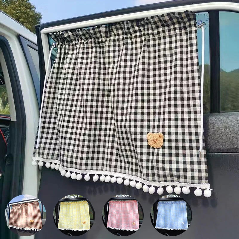 1pc Universal Car Sun Shade Curtains Cute Cartoon Bear Rear Side Window