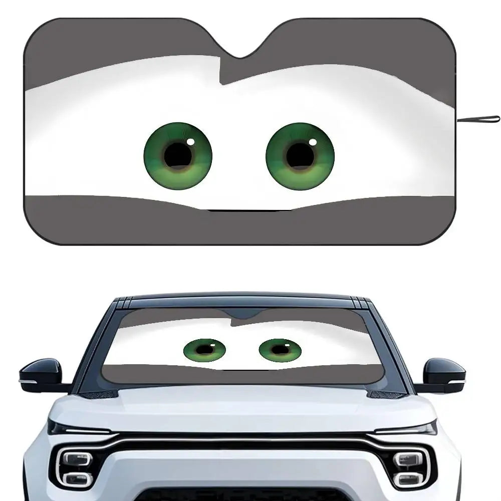 Cartoon Car With Cute Eyes Car Sun Shade Windshield Foldable Three-layer