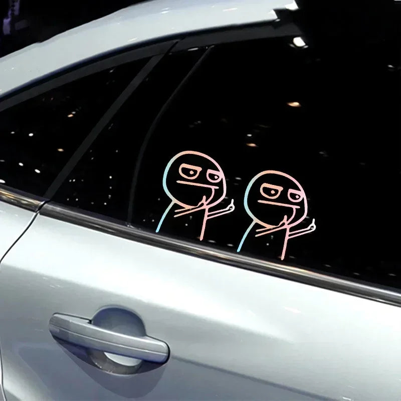 Funny Middle Finger Troll Face Meme 5PCS Stickers for Bumper Art Kid Decorations Premium Automotive Accessory