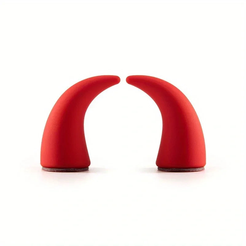 2 pcs Car Mini Steering Wheel Devil Horns Corner Decorative Sticker Cute Creativ