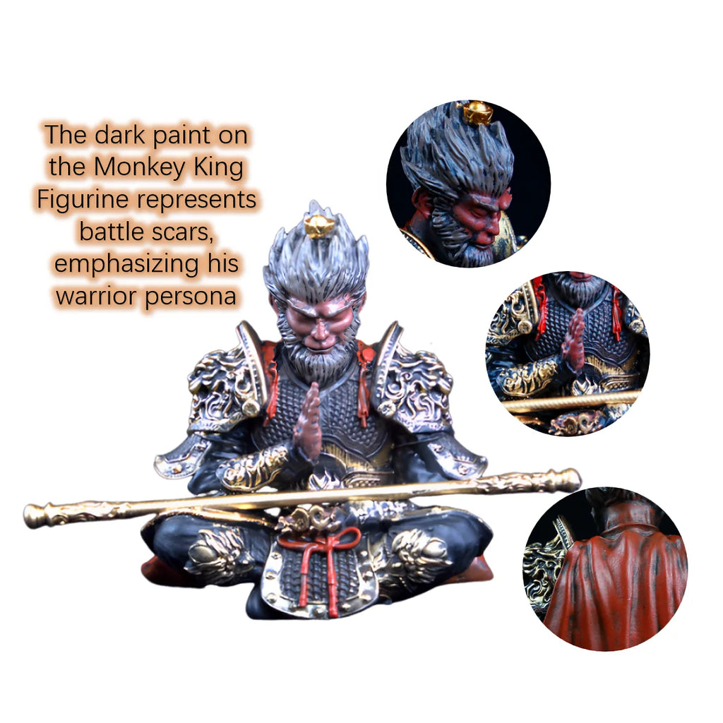 Vibrant Monkey King Figurine 1 Set Hand-Painted Plastic Car Dashboard Ornament Premium Automotive Accessory