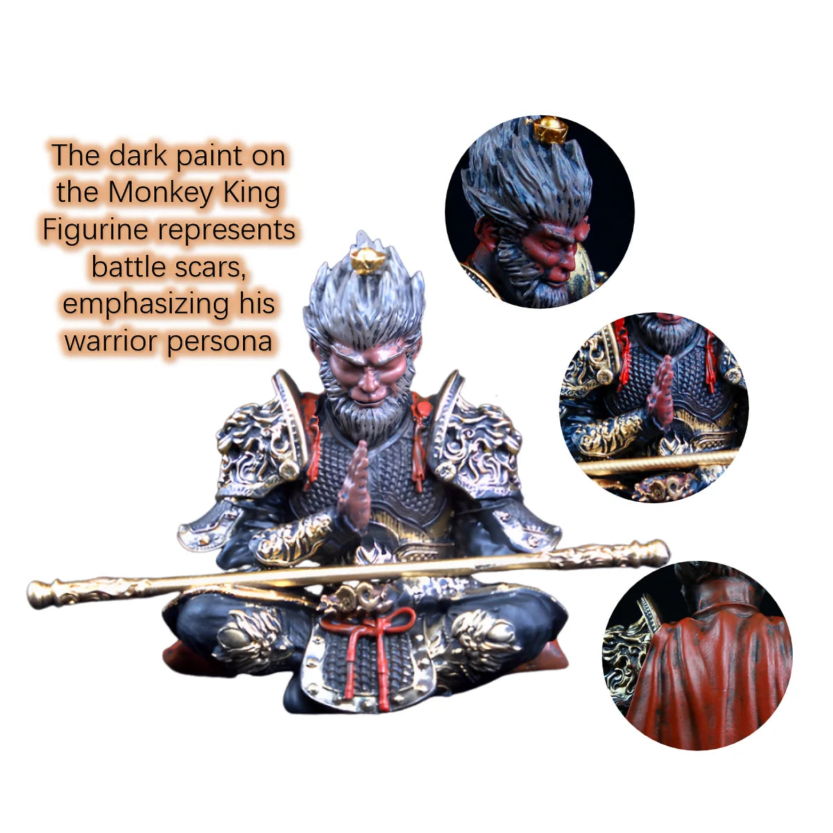 Vibrant Monkey King Figurine 1 Set Hand-Painted Plastic Car Dashboard Ornament Premium Automotive Accessory
