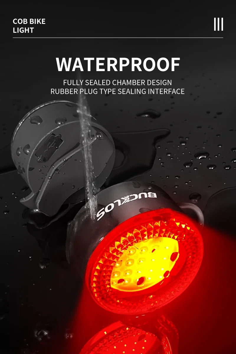 BUCKLOS Cycling Lights COB Bicycle Headlight Taillight LED Bike Front Rear Light Ultralight Riding Warning Lamp Road MTB Lantern